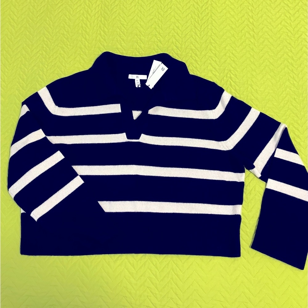BANANA REPUBLIC brand new polo  cropped sweater 100% cashmere size XL